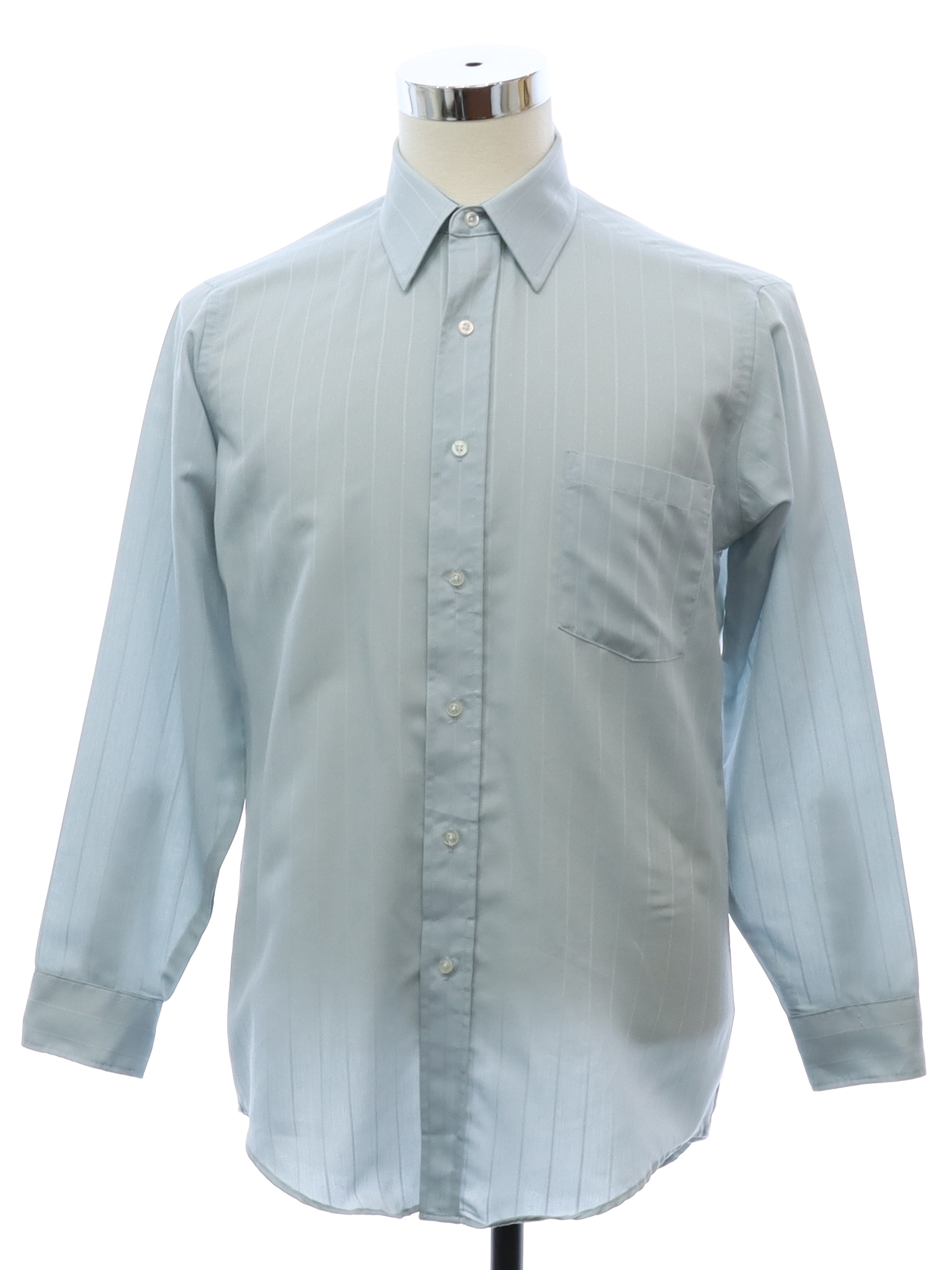 Retro Eighties Shirt: Late 80s -Van Heusen- Mens grey-blue polyester ...