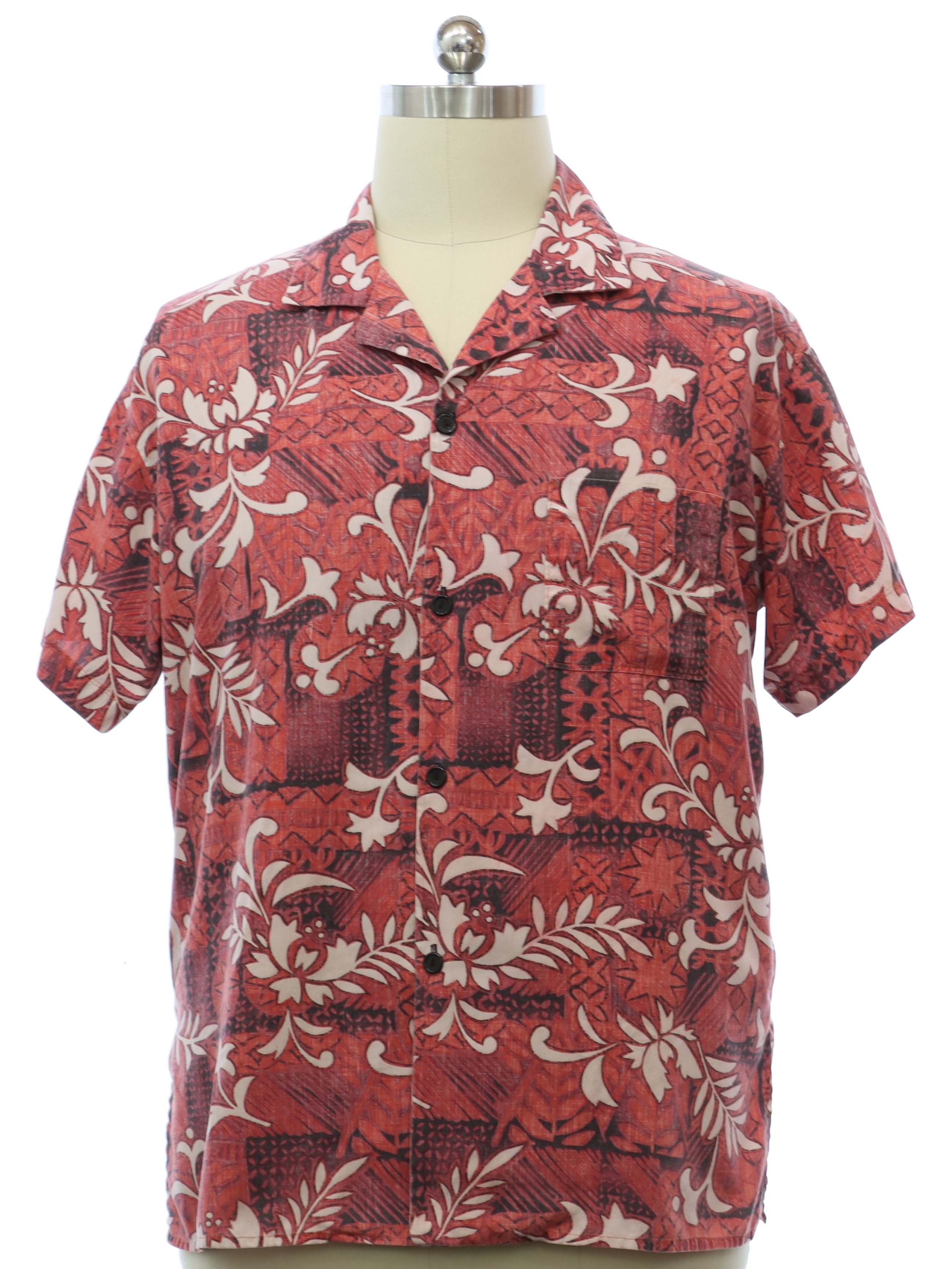 Hawaiian Aloha Shirt Pattern — Red | Tapestry