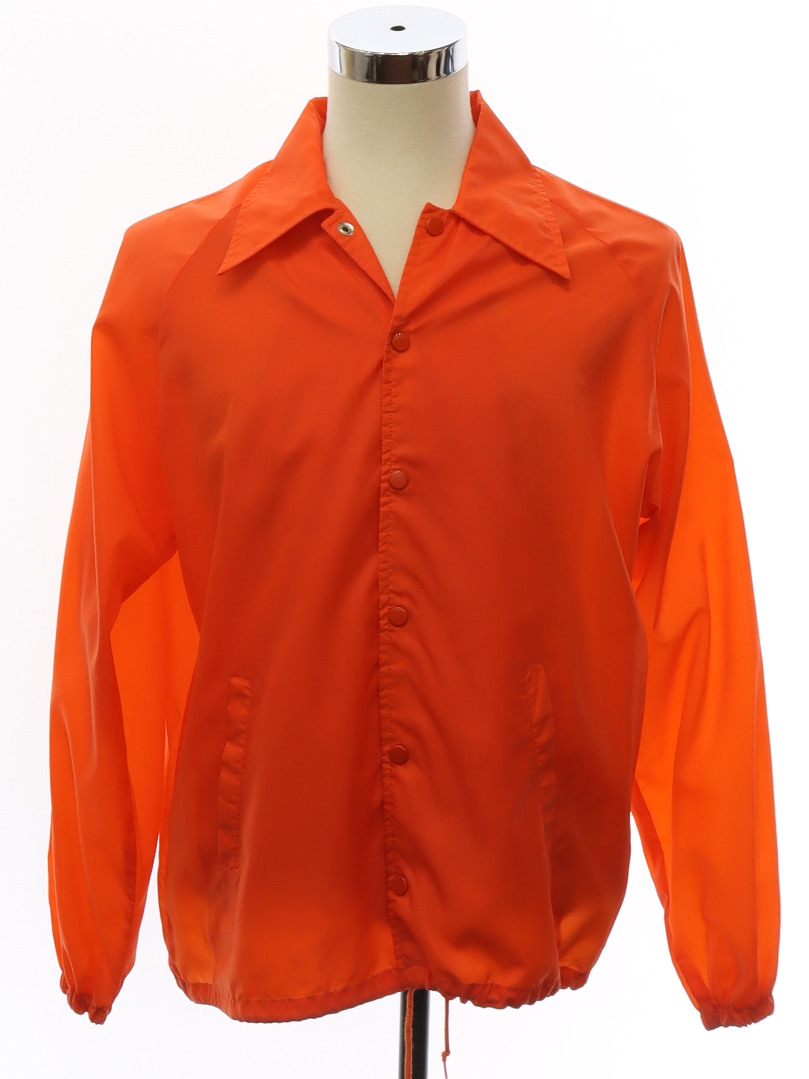 70's Vintage Jacket: 70s -Court Joy- Mens orange background nylon