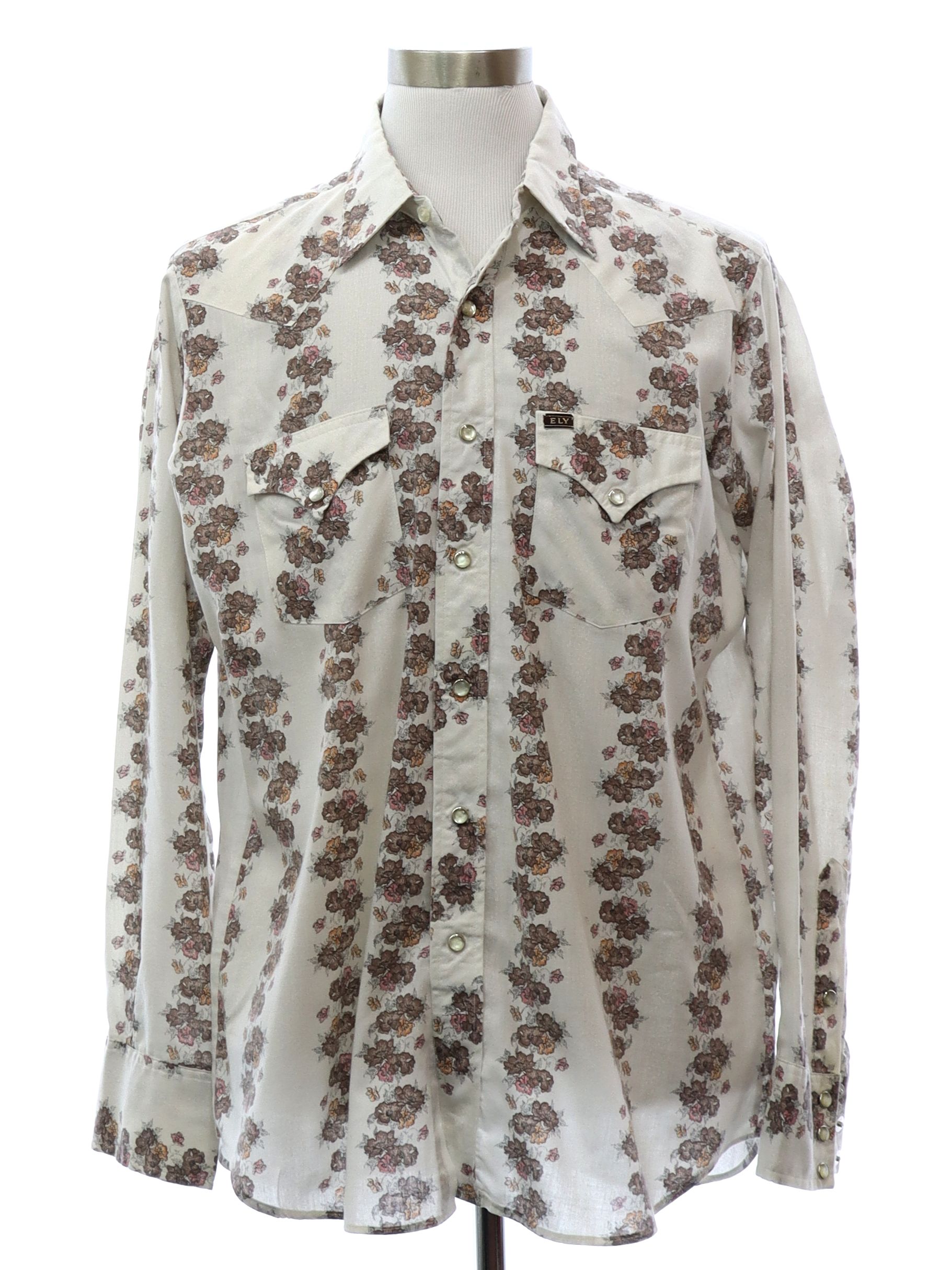 Vintage 1980's Western Shirt: 80s -Ely Plains- Mens white background ...