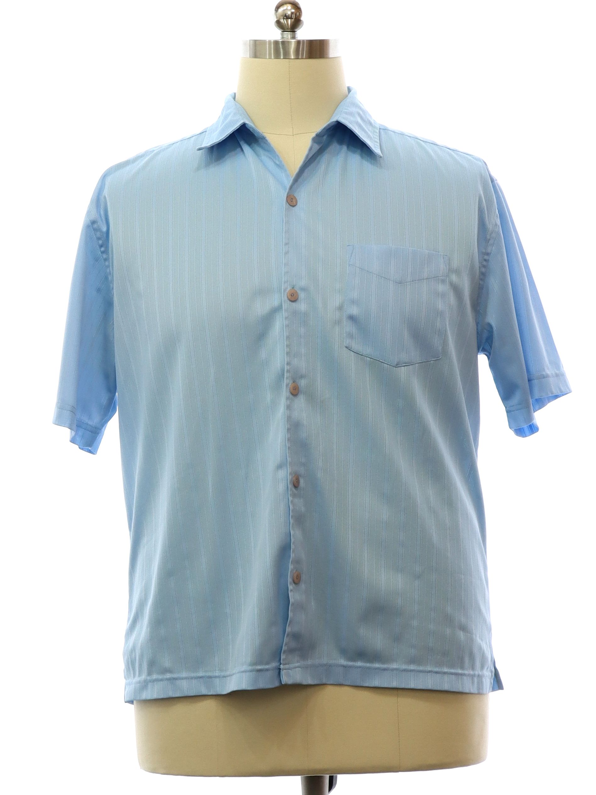 Men's Light Blue Vertical Striped Button Down Shirt 