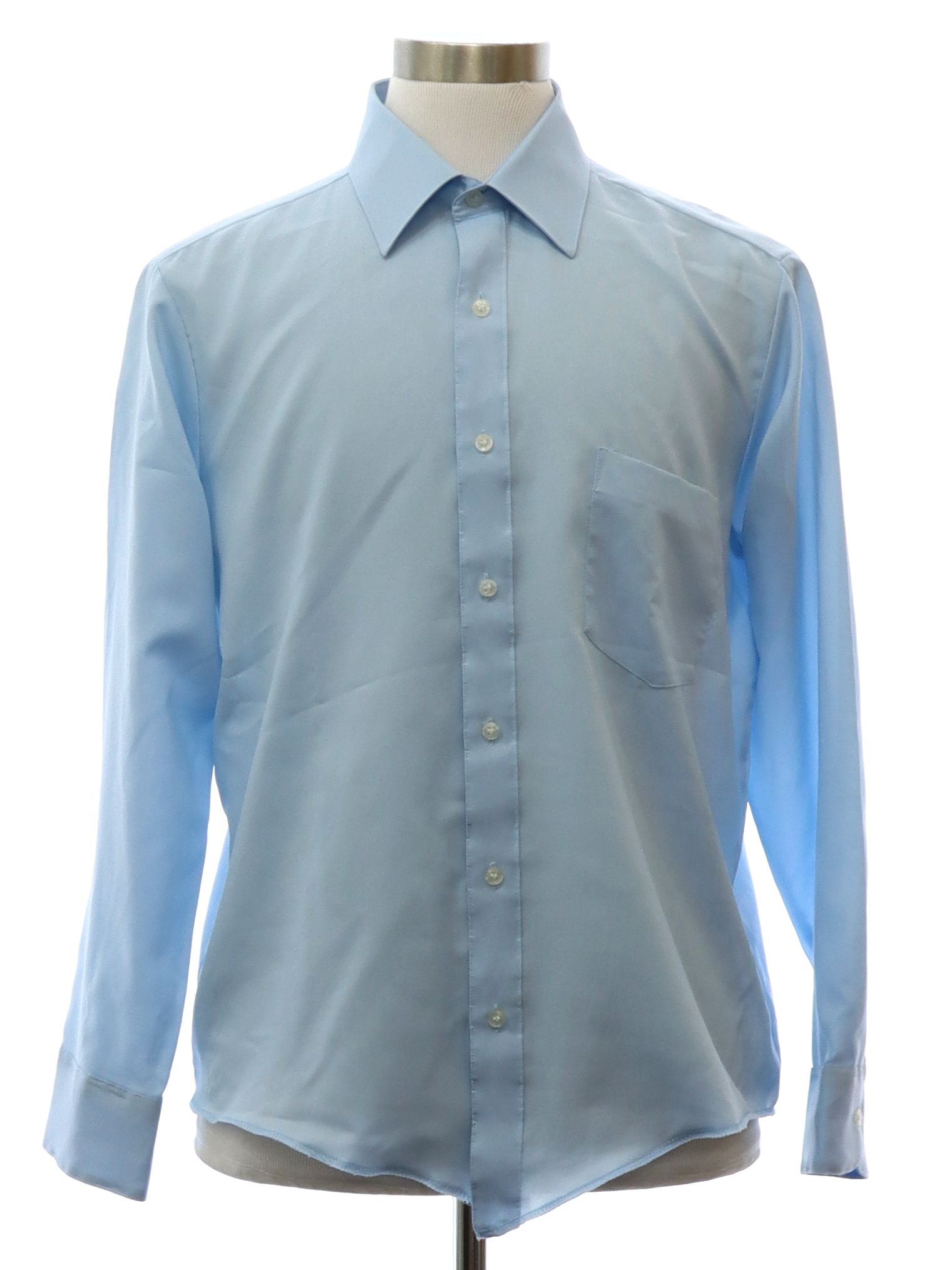 1980's Shirt (Van Heusen): 80s -Van Heusen- Mens sky blue, silky ...