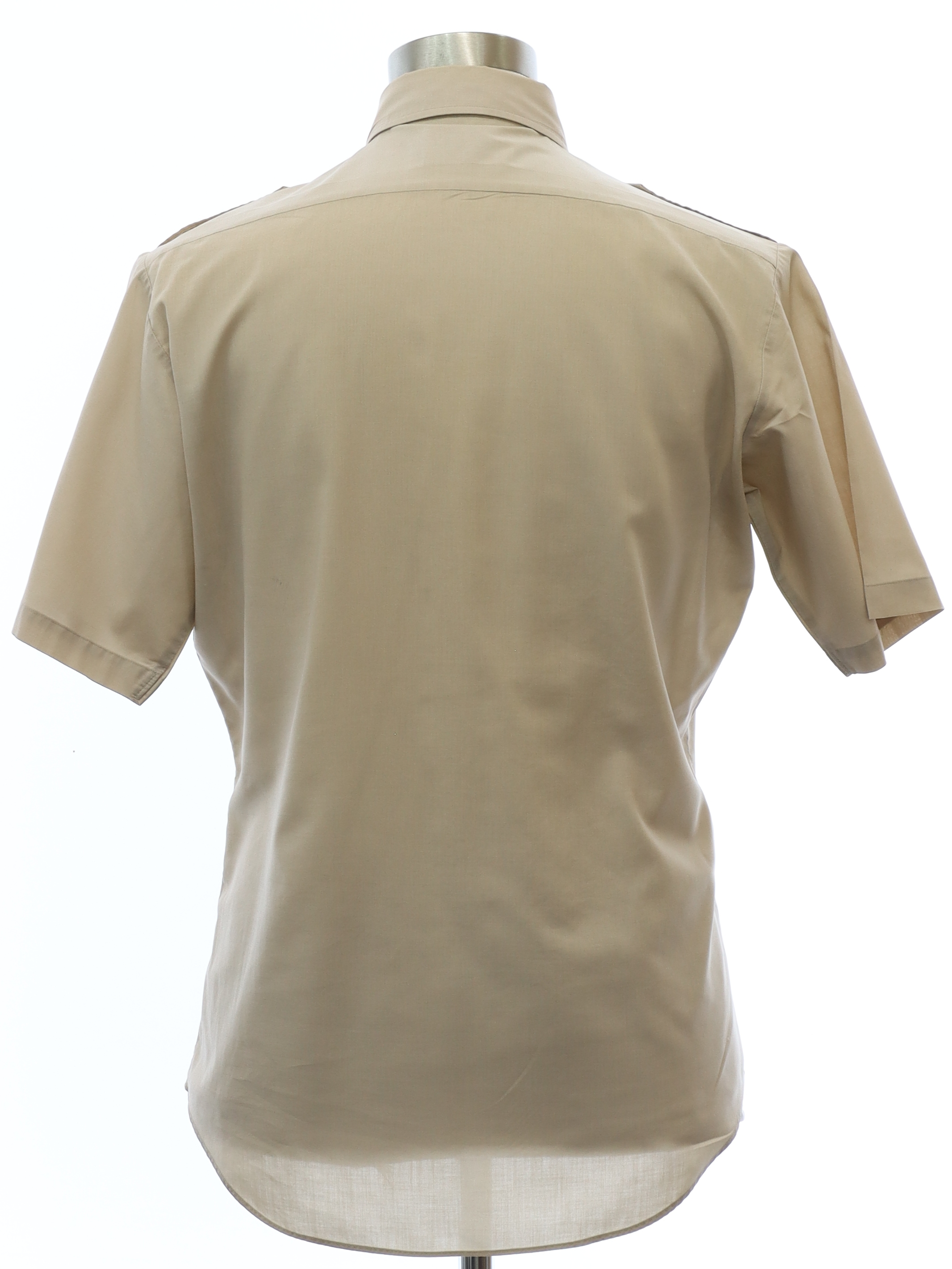 80s Shirt (Campus): 80s -Campus- Mens khaki tan polyester cotton blend ...