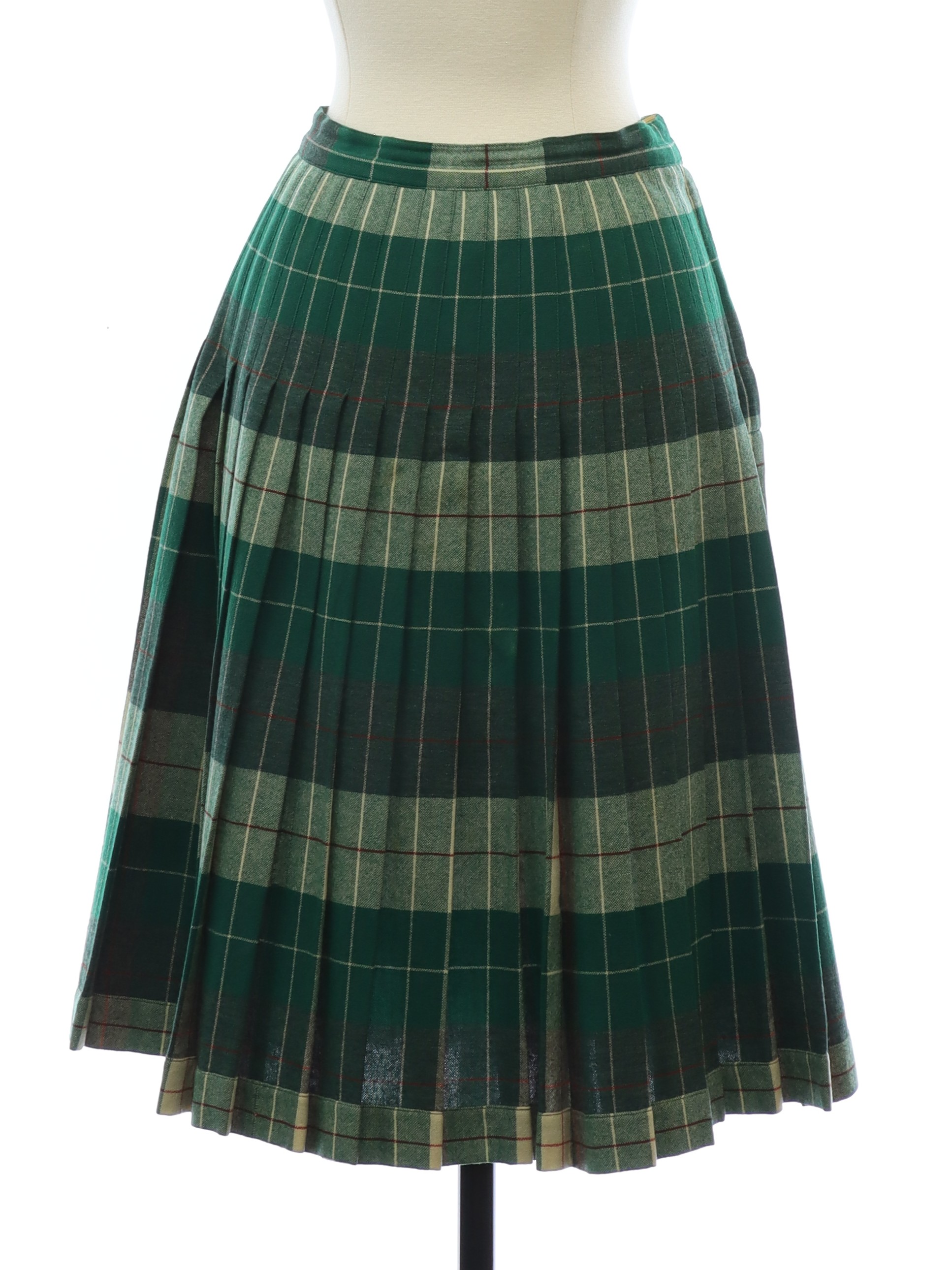 Forest green plaid wool dress | selling 60s 70s vintage Pendleton dark academia green navy tartan plaid pleated skirt long sleeve scooter mini dress