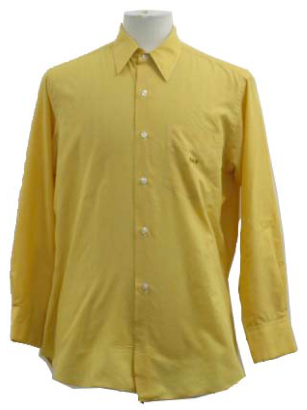 1970's Retro Shirt: 70s -Hiras Ltd- Mens golden yellow blended silk and ...