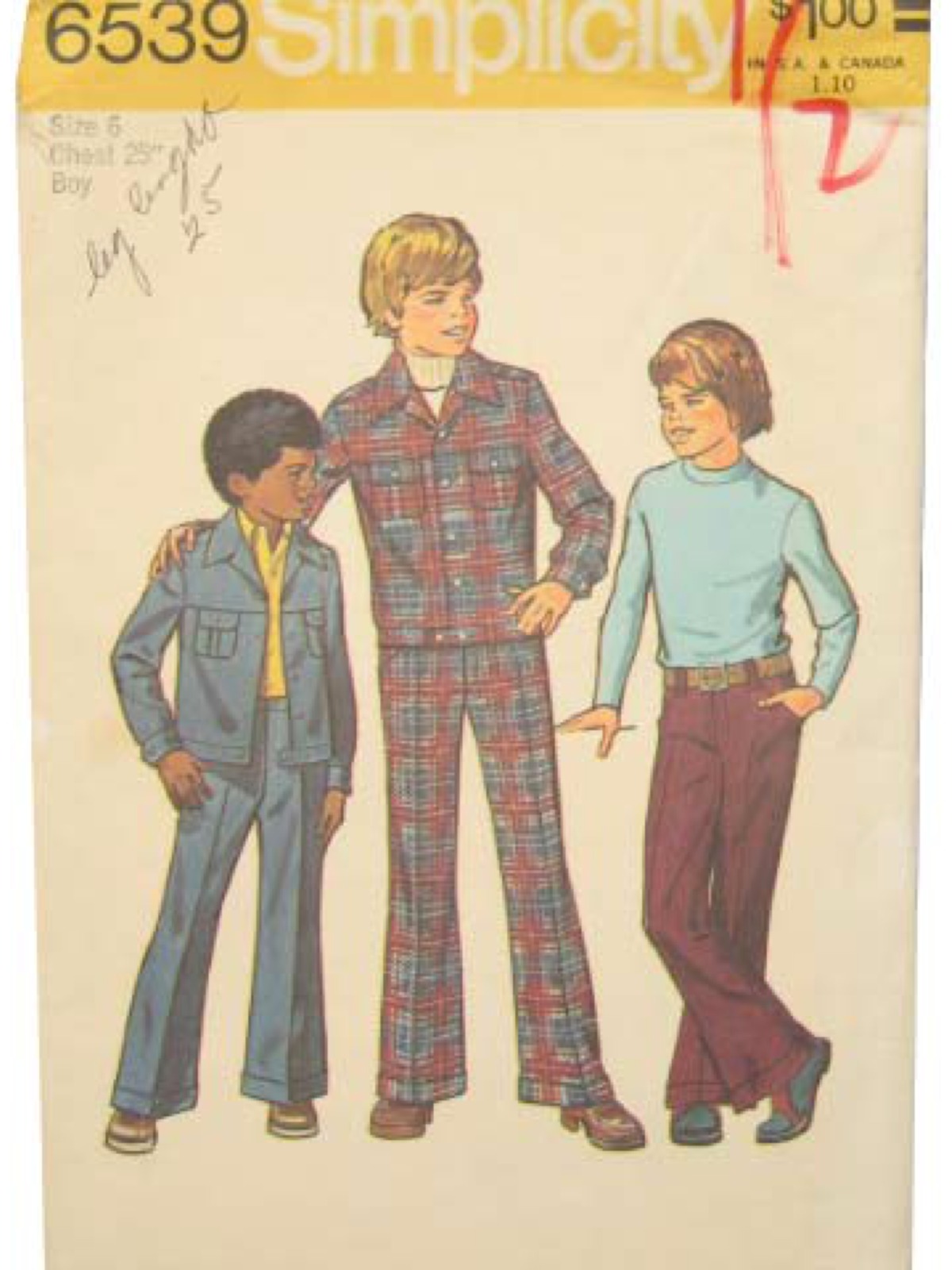 1970's Retro Sewing Pattern: 1974  Simplicity 6539  Boys Sewing Pattern