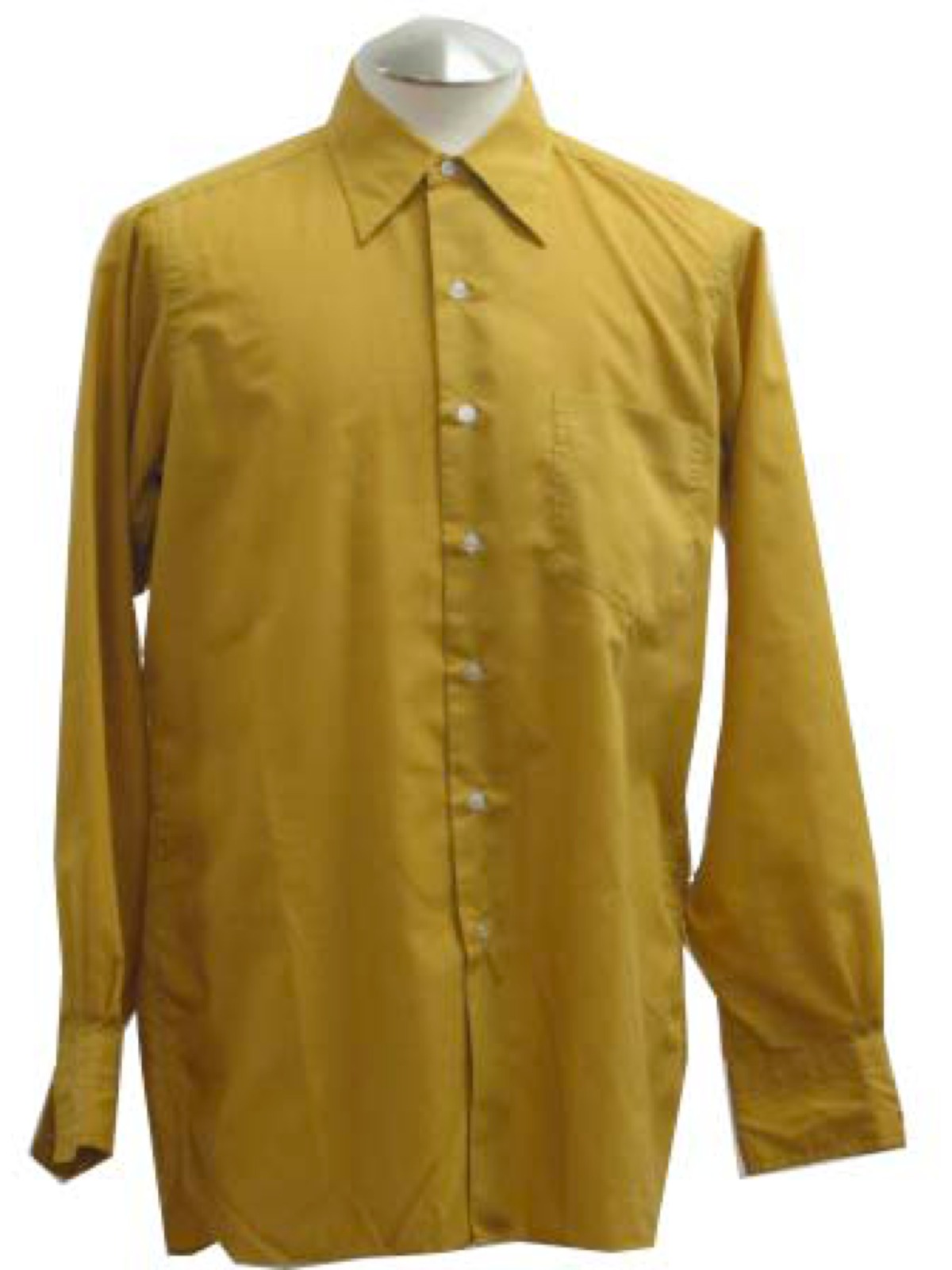 70's Treskes Shirt: 70s -Treskes- Mens gold polyester cotton broadcloth ...