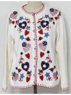 1980's Womens Patriotic Ugly Not-terribly-Christmasy Christmas Sweater