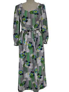 1970's Womens Knit Hippie Maxi Dress