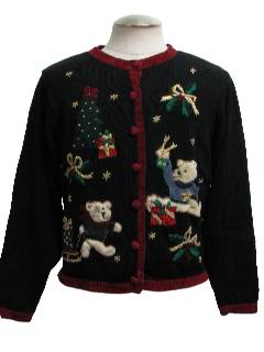 1980's Womens Bear-Tastic Ugly Christmas Sweater
