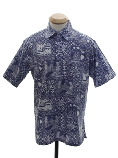 1980's Mens Reverse Print Hawaiian Shirt
