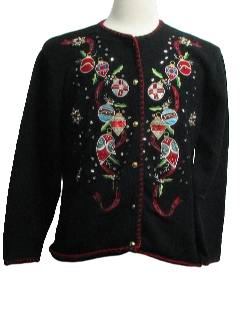 1980's Womens Sequined Ugly Christmas Cocktail Sweater
