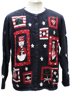 1980's Womens Patriotic Ugly Christmas Sweater