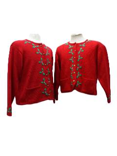 1980's Womens Matching Pair of Ugly Christmas Sweaters