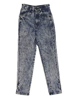 1980's Womens Totally 80s Designer Acid Washed Denim Jeans Pants