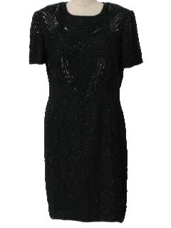 1990's Womens Beaded Cocktail Maxi Dress