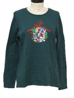 1980's Womens Ugly Christmas T-Shirt to Wear Under Your Sweater Vest