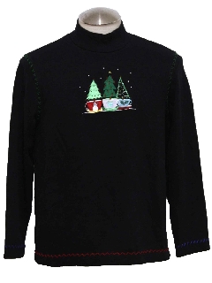 1980's Unisex Ugly Christmas Sweater Shirt to wear under your Vest