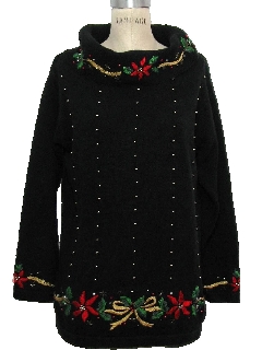 1980's Womens Ugly Oversized Christmas Cocktail Sweater
