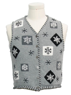 1980's Womens or Girls Ugly Christmas Snowflake Sweater Vest