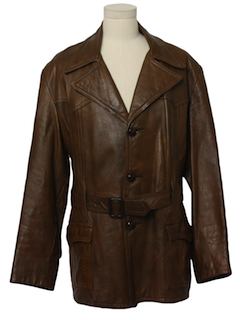1970's Mens Leather Coat Jacket