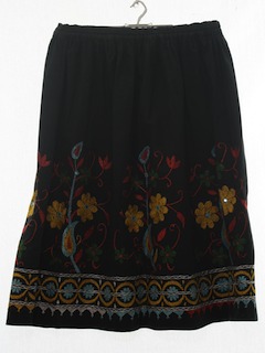 1980's Womens Embroidered Hippie Skirt