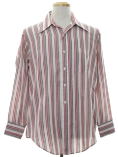 1970's Mens Striped Print Shirt
