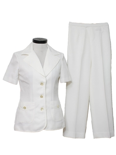 1970's Womens Mod White Pantsuit