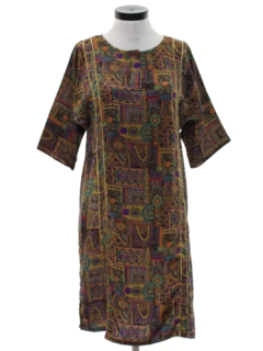 1980's Womens Hippie Caftan Dress