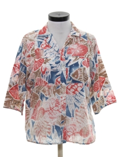 1980's Womens Totally 80s Batik Print Shirt