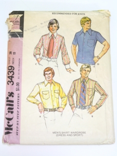 Mens 1970's sewing patterns at RustyZipper.Com Vintage Clothing