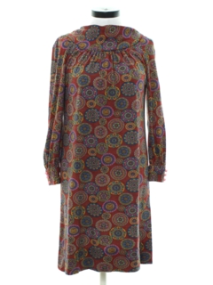 1970's Womens Shift Style Hippie Dress