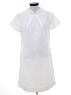 1970's Womens Mod A-Line Knit Nurses Dress