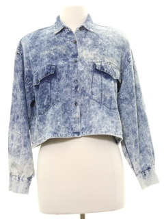 1980's Womens Totally 80s Acid Washed Look Shirt
