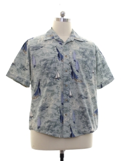 1990's Mens Hawaiian Style Sailboat Shirt