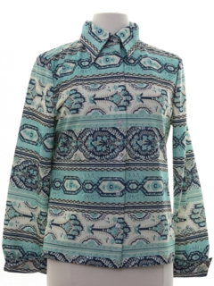 1970's Womens Mod Knit Hippie Style Shirt