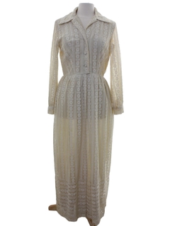 1970's Womens Mod Lace Maxi Dress