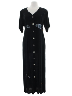 1990's Womens Folk-Art Maxi Dress