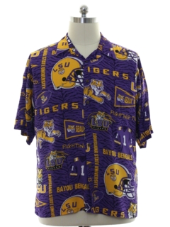 1990's Mens Louisiana State University Rayon Hawaiian Shirt