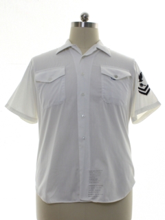 1980's Mens White US Navy Military Shirt
