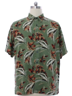 1990's Mens Silk Twill Izod Hawaiian Shirt