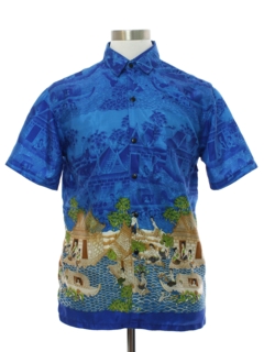 1980's Mens Asian Inspired Silk Shirt
