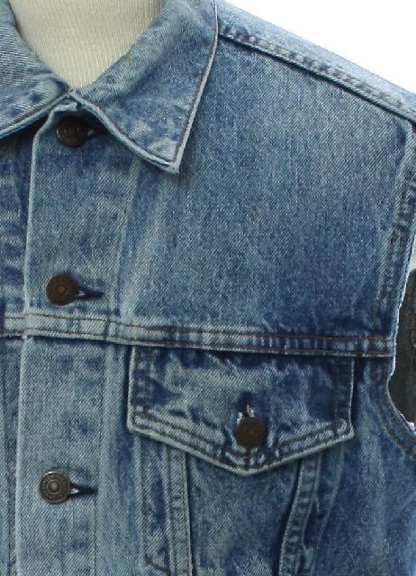 Vintage Levis Eighties Vest: 80s -Levis- Mens faded blue cotton