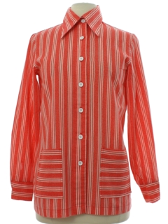 1970's Womens Mod Brady Bunch Or Waitress Style Shirt