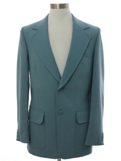 1970's Mens Baby Blue Disco Blazer Sport Coat Jacket