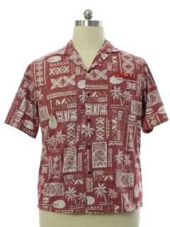 1990's Mens Reverse Print Hawaiian Shirt