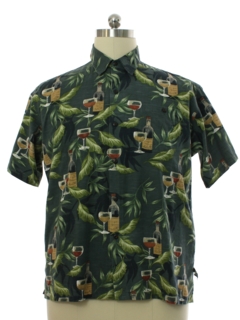 1990's Mens Wine Theme Hawaiian Style Shirt