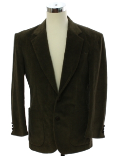 1980's Mens Dark Olive Green Wide Wale Corduory Blazer Sport Coat Jacket