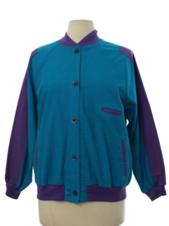 1980's Womens Totally 80s Color Block Cotton Jacket