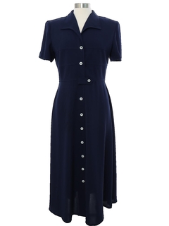 1980's Womens Dark Blue Maxi Dress